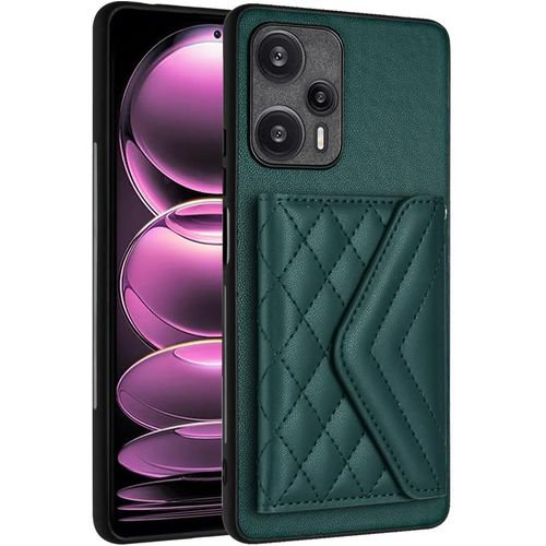 Pochette Dames Pour Xiaomi Redmi 12 Turbo/Poco F5 5g,tui Portefeuille Cuir Pour Femmes Pochette Flip Portefeuille,Housse Haute Qualit 7 Porte Cartes Le Bouton Fermeture Support,Vert