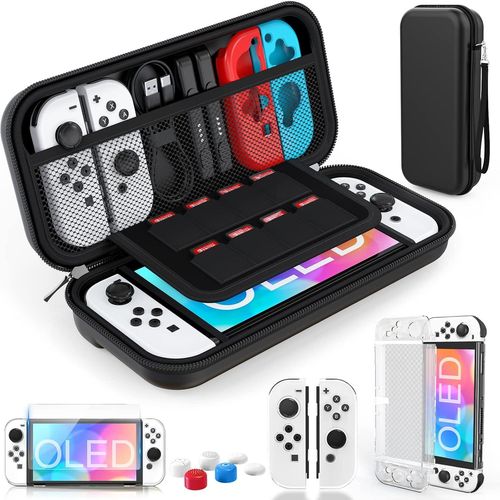 Pochette Pour Nintendo Switch Modle Oled, Protection Pour Switch Oled Coque Switch Oled Kit Accessoires Housse Pour Nintendo Switch Oled Avac Ecran Verre Tremp Et Poignes Couvre Pouce