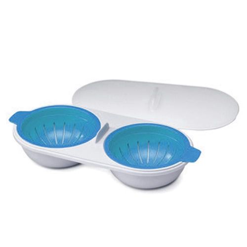 Pocheuse  ?ufs double pour micro-ondes - Cuiseur  ?ufs en silicone  2 cavits pour des ?ufs pochs parfaits, solution de petit-djeuner rapide et facile