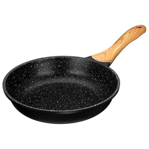 Pole  Frire, Fonte D'aluminium 24 Cm, Poigne En Bois, Antiadhsive, Induction Noir Smile Mpc-24/10/01