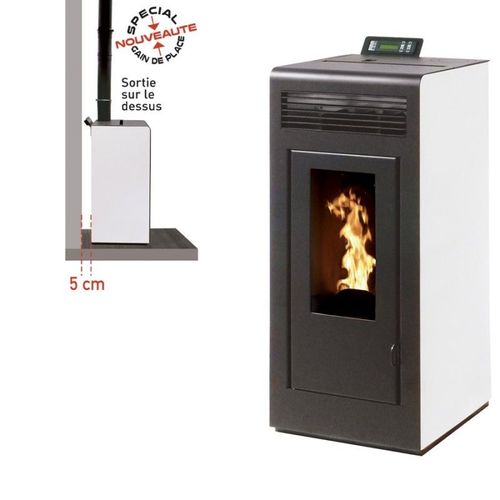 Pole  granules MARINA 13KW Etanche sortie dessus + Conduit 80/125 - Blanc