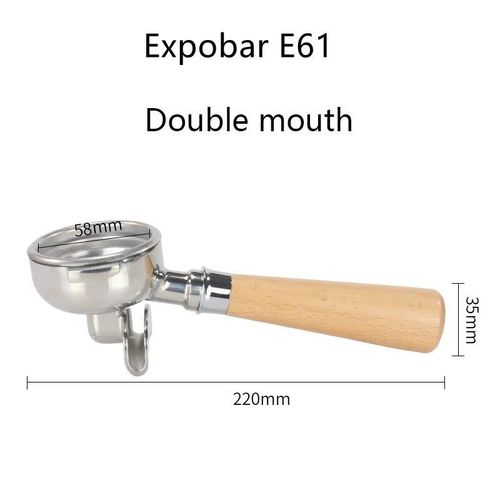 Poigne de machine  caf  double oreille en acier inoxydable,filtre sans fond,porte-filtre pour Rocket Expobar E61,Cemilai,Rancilio,58mm - Type Double mouth-A1