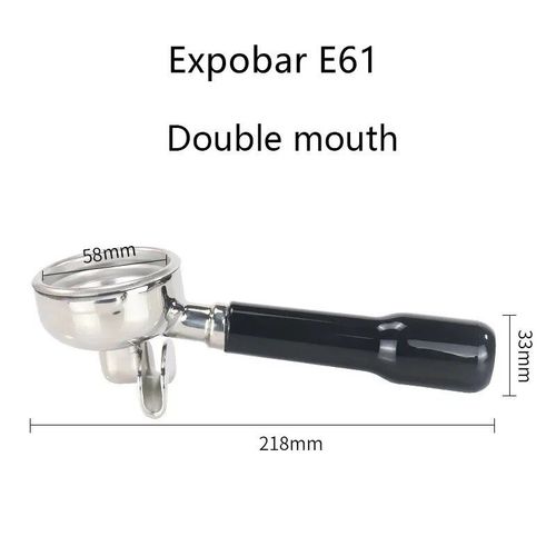 Poigne de machine  caf  double oreille en acier inoxydable,filtre sans fond,porte-filtre pour Rocket Expobar E61,Cemilai,Rancilio,58mm - Type Double mouth-C2
