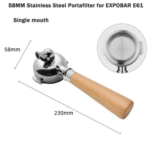 Poigne de machine  caf  double oreille en acier inoxydable,filtre sans fond,porte-filtre pour Rocket Expobar E61,Cemilai,Rancilio,58mm - Type Single mouth-A1