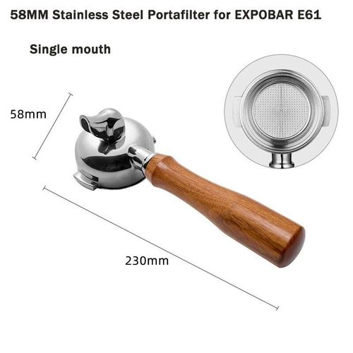 Poigne de machine  caf  double oreille en acier inoxydable,filtre sans fond,porte-filtre pour Rocket Expobar E61,Cemilai,Rancilio,58mm - Type Single mouth-E