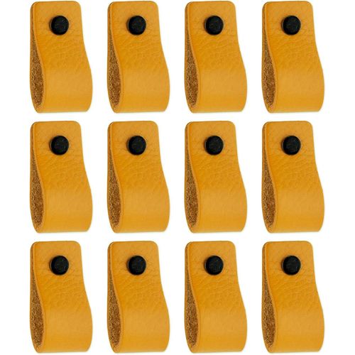 Poignes En Cuir Pour Meubles - Ocre Jaune