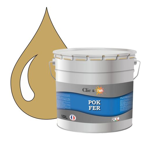 Pok Fer Jaune : Peinture De Finition Antirouille Laque Semi-Brillante Mtaux Ferreux - 10l - Ral 1002 - Jaune Sable