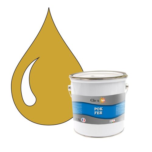 Pok Fer Jaune : Peinture De Finition Antirouille Laque Semi-Brillante Mtaux Ferreux - 2,5l - Ral 1004 - Jaune Or