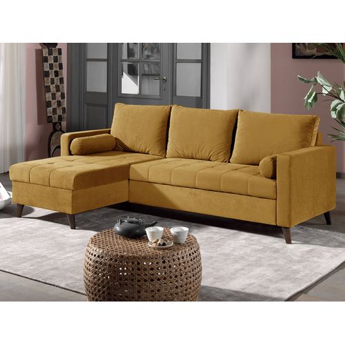 Polar - Canap D'angle Rversible Convertible - En Velours Au Design Scandinave - 4 Places Couleur - Jaune