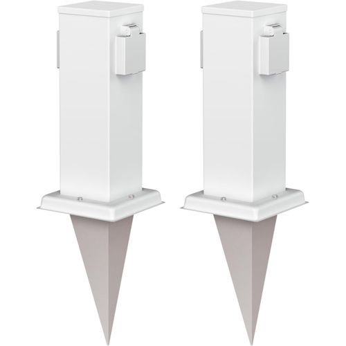 Polly Garden Socket With Ground Spike, For Outdoors, 2 Times, Stainless Steel, Angular, White, 27 Cm, 2 Pieces.
