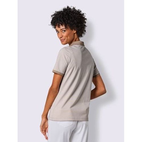 Polo Mlange Coton Et Lyocell De Qualit - Creation L Premium - Beige-Blanc  Rayures Fines