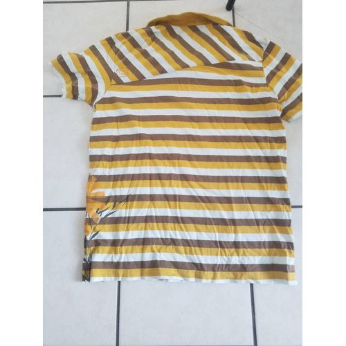 Polo Rip Curl Manches Courtes Ray Jaune/Marron/Blanc Taille Xl