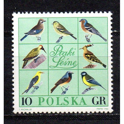 Pologne- 1 Timbre Neuf- Groupe De 8 Oiseaux Des Bois