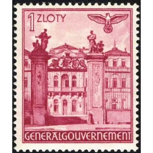 Pologne 1940, Occupation Allemande, General Gouvernement, Trs Beau Timbre Neuf** Luxe Yvert 67, Vue Du Palais Bruhl  Varsovie, 1zl. Lilas Rose.