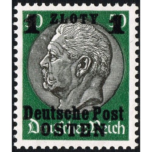 Pologne, Occupation Allemande 1939, Beau Timbre Yvert 28, Marchal Hindenburg 50pf Vert Fonc Et Noir, Surcharg 