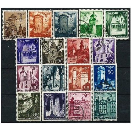 Pologne, Occupation Allemande 1940 / 41, Gouvernement Gnral, Belle Srie Complte Yvert 56  67a - Avec Les 2 8 Et 30gr., Sites Et Monuments, Avec Petit Logo Aigle Et Croix Gamme, Oblitrs Tbe -