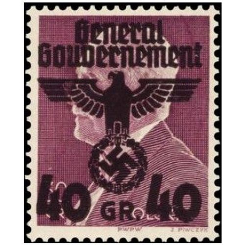 Pologne, Occupation Allemande, General Gouvernement 1940, Trs Beau Timbre Neuf** Luxe Yvert 41, Timbre D'avant Guerre, President Polonais Ignacy Mo?cicki Surcharg Grand Aigle Croix Gamme Nouv. Prix