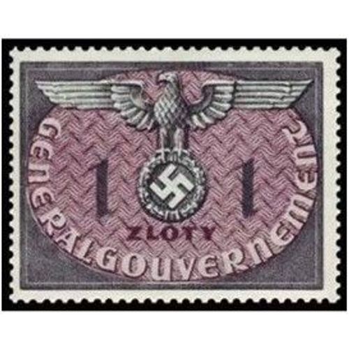 Pologne, Occupation Allemande, Gouvernement Gnral 1940, Beau Timbre De Service Neuf* Grand Format Yvert 22, Grand Aigl Et Croix Gamme Sur Rosace, 1zl Brun Rouge Et Gric.