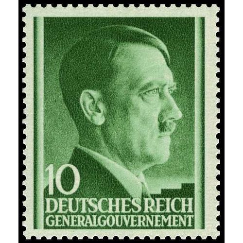 Pologne, Occupation Allemande, Gouvernement Gnral 1941, Trs Beau Timbre Neuf** Luxe Yvert 85, Chancelier Hitler, 10gr. Vert meraude.