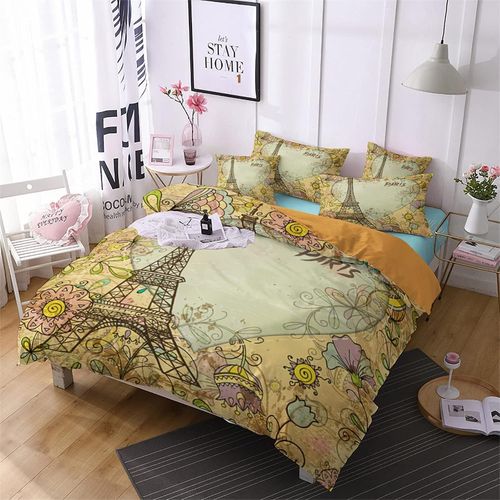 Polyester-Coton Parures De Lit Impression D Housse De Couette X Enfant Tour Eiffel Paris House De Couette X Cm Avec Deux Taies D'oreiller X Cm