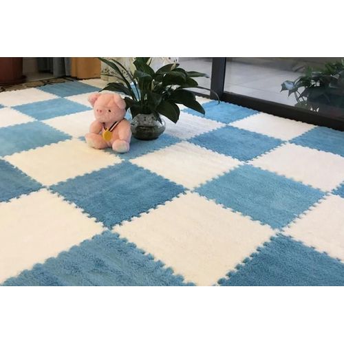 Polymre de jeu en peluche douce pour enfants, tapis de puzzle en mousse brleur, jouets pour bb, garder au chaud dans la chambre, virus de jeu, 30 cm * 30 cm * 1cm-20pcs-Blanc-sky Bleu- L-E