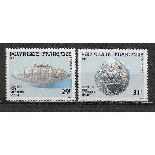 Polynesie Francaise 1989 : Centre Des Mtiers D'art : Rcipient / Pendentif En Nacre Perlire : Srie Entire De 2 Timbres  40 F. Neufs **