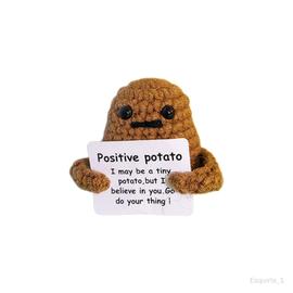 Pomme de terre positive drôle, poupée de pomme de terre tricotée drôle,  poupée à tricoter d'encouragement mignonne avec carte positive, ornements  pour Marron 7cm