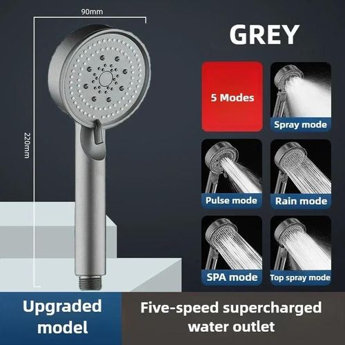 Pommeau De Douche Multifonction Rglable, 5 Modes De Pression, Grand Rendement D'eau, Buse De Douche, Douche De Massage, Accessoire De Salle De Bains-Pommeau De Douche Gris