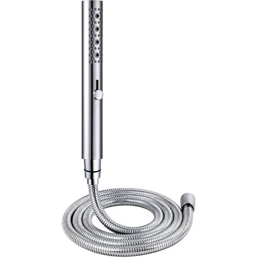 Pommeau De Douche Rond En Mtal  3 Fonctions Pour Salle De Bain, 160 Cm, En Acier Inoxydable, conomiseur D'eau, Avec Fonction Massage, Buse En Silicone Facile D'entretien, Chrom