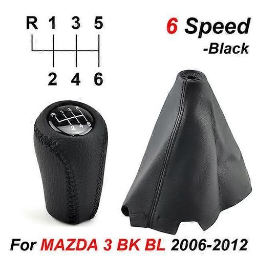 Pommeau De Levier De Vitesse En Cuir 5/6 Vitesses Pour Mazda 3 Bk Bl 5 Cr Cw 6 Ii Gh Cx-7 Er Mx-5 Nc Iii 23 Mt Bras De Levier De Vitesses En Cuir Avec Rotule