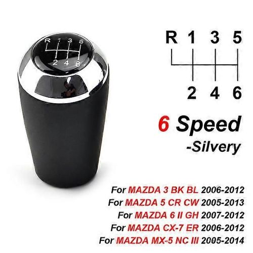 Pommeau De Levier De Vitesse En Cuir 5/6 Vitesses Pour Mazda 3 Bk Bl 5 Cr Cw 6 Ii Gh Cx-7 Er Mx-5 Nc Iii 23 Mt Bras De Levier De Vitesses En Cuir Avec Rotule