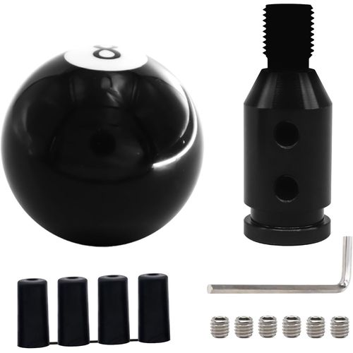 Pommeau De Levier De Vitesse Rond Noir 8 Boules De Billard Universel En Acrylique Avec Adaptateur 12 X 1,25 Mm Pour Levier De Vitesse Manuel Non Filet