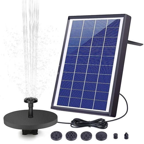 Pompe De Fontaine Solaire 6 W Avec 6 Buses Pour Bains D'oiseaux, tangs, Piscines Et Jardins - Conception Durable Et tanche