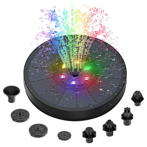 Fontaine Solaire Avec 8 Buses Et 7 Lumières LED Colorées