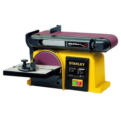 Ponceuse  Bande D'etabli 370w Base En Fonte 2 En1 : Disque 150mm Et Bande 100 X 914 Mm Sxbs914e Stanley
