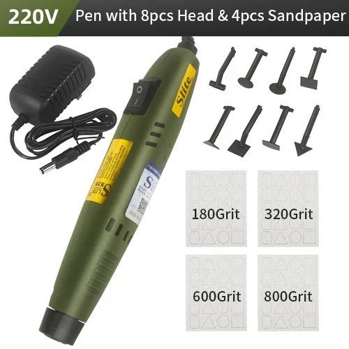 Ponceuse Alternative De Type Stylo,Mini Ponceuse,Meuleuse  Course,Machine,Outils De Meulage De Rainures- Full Set 220v Eu