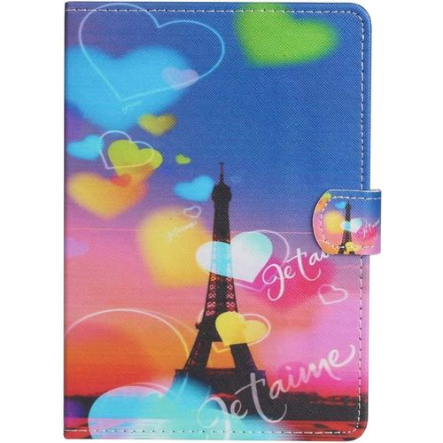Portable Etui Pu Cuir Pour Universel Tablette Tactile 10.1 Pouces Avec Paris Tour Eiffel Motif Coque  Clapet Portefeuille Antichoc 360 Integrale Protection Housse Avec Support Fonction