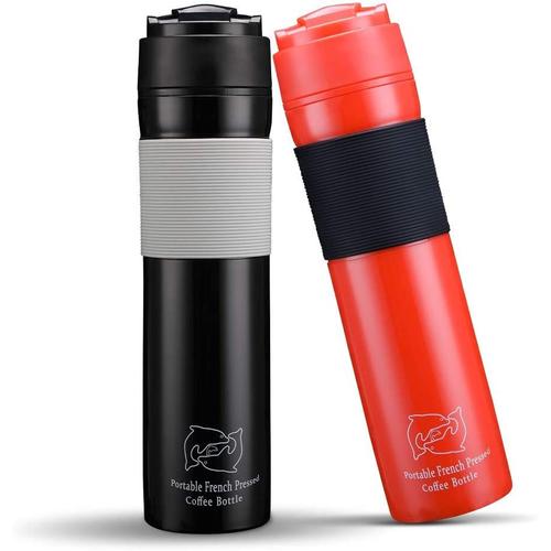 Portable Français Presse 350ml Cafetière En Plastique Noir Double Paroi Tasse Filtration Eau 