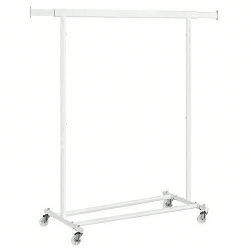 Portant  Vtements Avec Roulettes, Tringle Extensible Pour Charge Lourde, Capacit De Charge 90 Kg, Blanc Classique