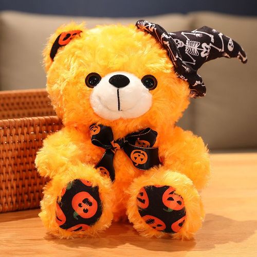 Portant un chapeau, une poupe ours en peluche, un cadeau mignon, un n?ud papillon, un ruban, une poupe pour enfants Ours orange papillon noir - 23 cm (0,1 kg)