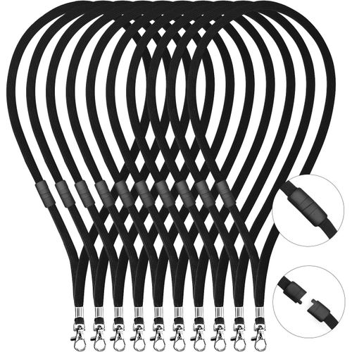 Porte Badge Cordon Avec Dispositif De Rupture, 45cm Noir Cordon Pour Badge Cordon De Cou Porte-Badges Porte Badge Tour De Cou (10)