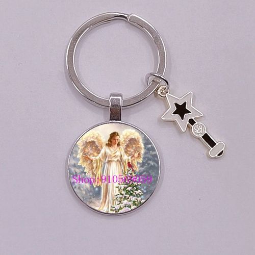 Porte-Cl Avec Pendentifs En Forme D'ailes D'anges, Breloques Feriques, Cabochon En Verre, toile, Baguette Magique, mail, Cadeau, Nouvelle Mode