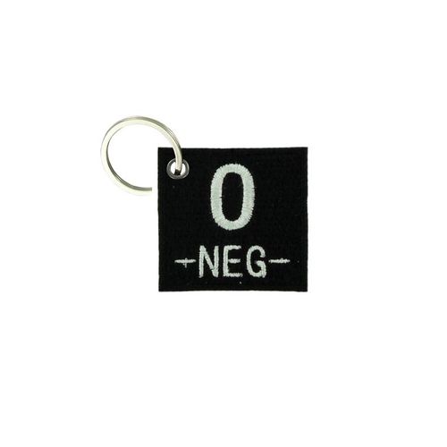 Porte Cle Cles Clef Brode Patch Ecusson Morale Groupe Sanguin Militaire O- Noir