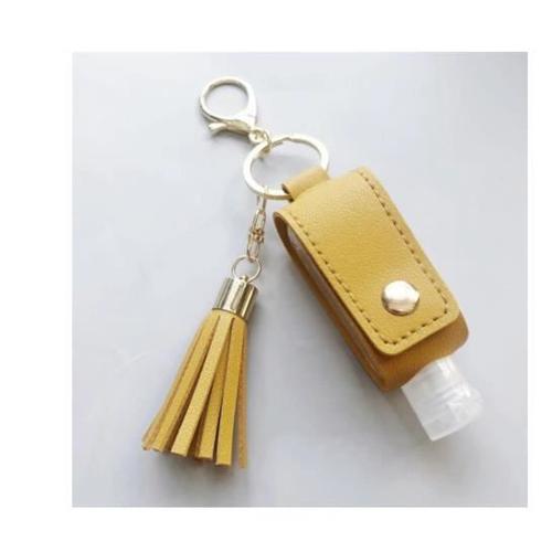 Porte Cl Flacon Rechargeable Jaune Moutarde Simili Cuir 30 Ml