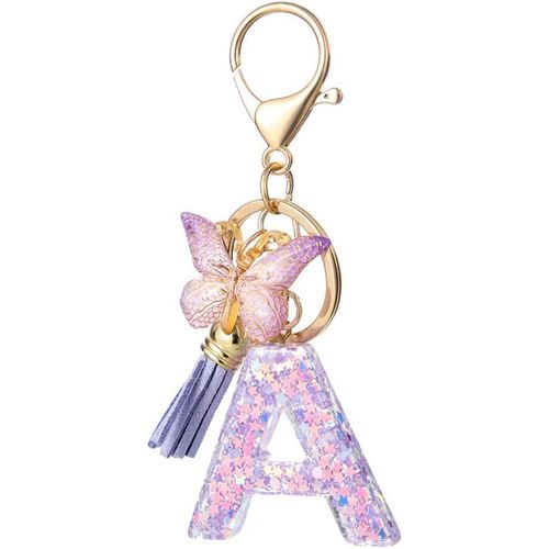 Porte-Cls Avec Lettre Initiale Papillon Porte-Cls Pour Adolescentes Et Filles Pendentif En Forme De Papillon Nom Lettre Initiale Porte-Cls Violet Cadeau Pour Femme
