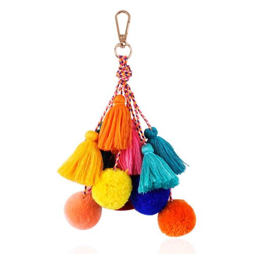 Porte-Cles Avec Pompon Et Pompon, Style Occidental, Tendance, Mignon, Accessoire De Sac