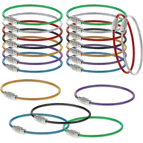 Porte-Cls, Cble En Acier Inoxydable Corde Porte-Cls Porte-Cls Anneau De Fil Porte-Cls Femmes tiquette  Bagages Porte-Cls Porte-Cls Ustensile De Cuisine Duster (21pcs)