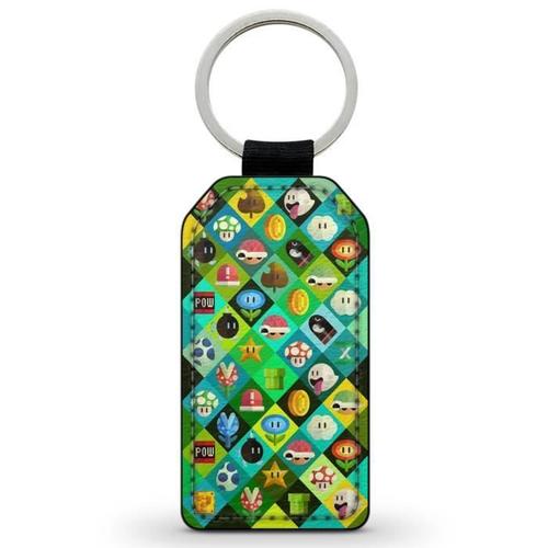 Porte-Cles Clefs Keychain Simili Cuir Super Mario Kart 8 Deluxe Switch Items
