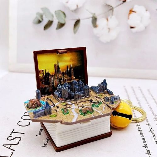 Porte-Cls De Livre Pop-Up Cratif En 3d,Pendentif De Puzzle Spatial,Soleil,Tridimensionnel - Type Dream Castle-Coffee