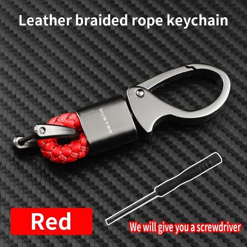 Porte-Cls De Voiture En Corde De Cuir Tress  La Main En Alliage De Zinc, Boucle En Fer  Cheval En Mtal Pour Dacia Duster Lodgy Logan Sandero-1cps-Duster Rouge